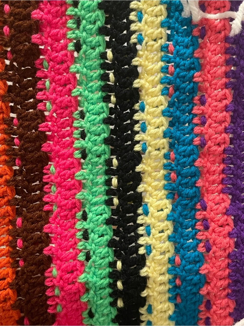 Colorful Afghan Throw Blanket Handmade Fringe Trim Lap Blanket
